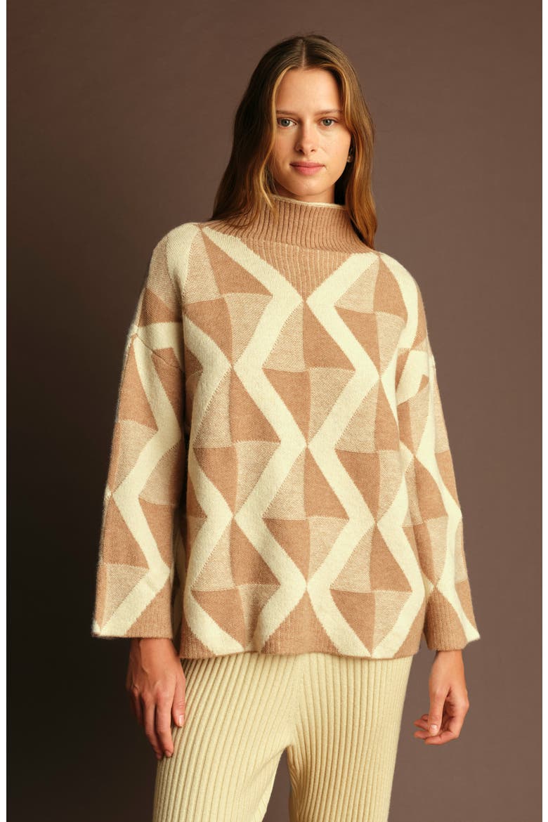 Troy Mock Neck Sweater, Alternate, color, BEIGE WITH ECRU