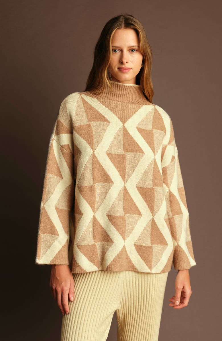 DELUC Troy Mock Neck Sweater, Alternate, color, Beige With Ecru