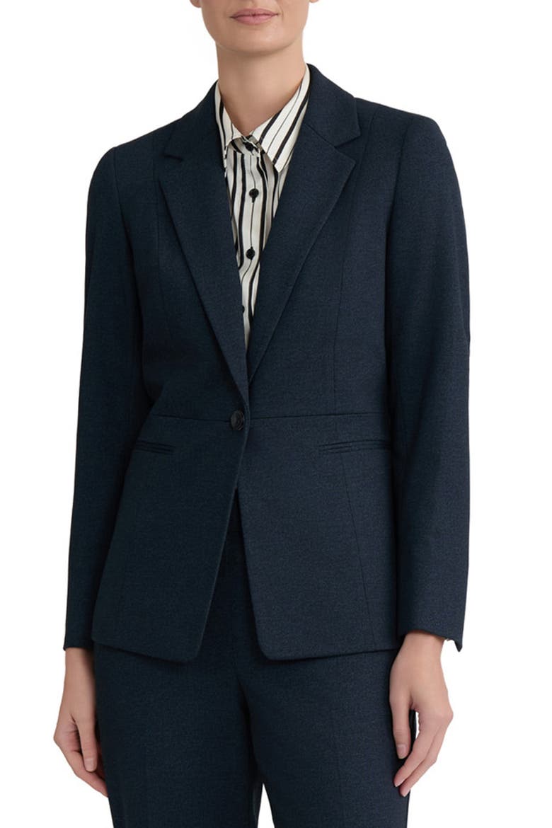 Notch Collar Waist Seam Blazer, Main, color, MID BLUE