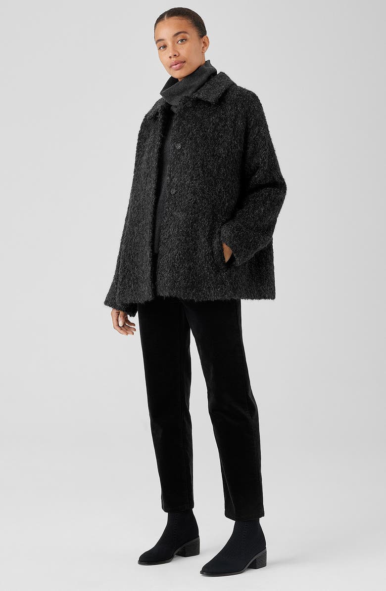 Eileen Fisher Classic Collar Bouclé Suri Alpaca Wool Blend Coat, Alternate, color,