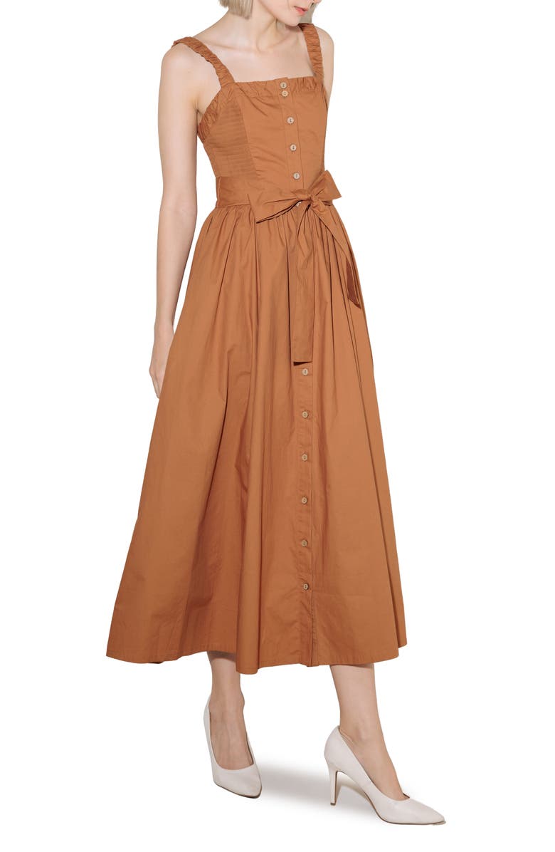FREEMARKET Tie Waist Sleeveless Maxi Dress, Alternate, color, Brown