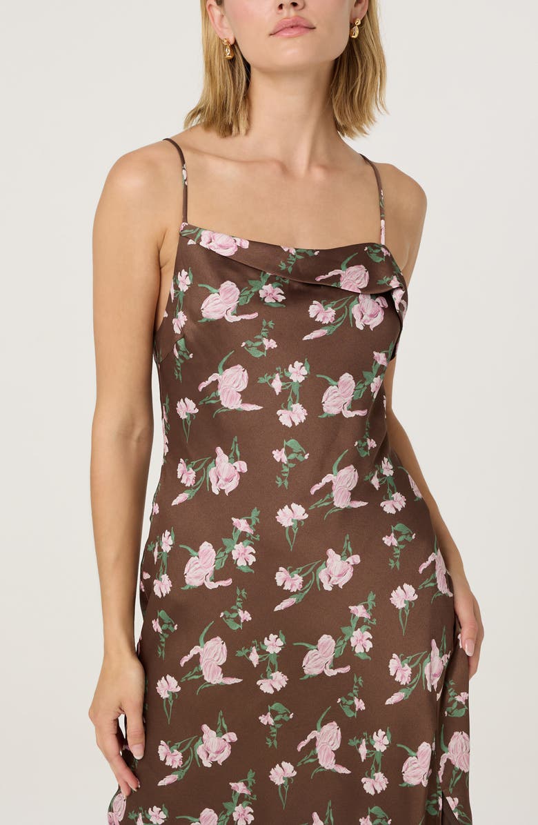 ASTR the Label Cowl Neck Slipdress, Alternate, color, Brown Pink Floral