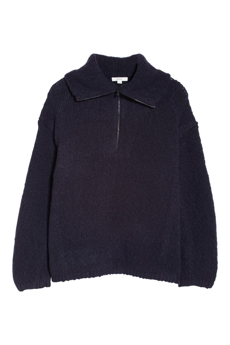 Quarter Zip Wool Blend Pullover, Alternate, color, COASTAL