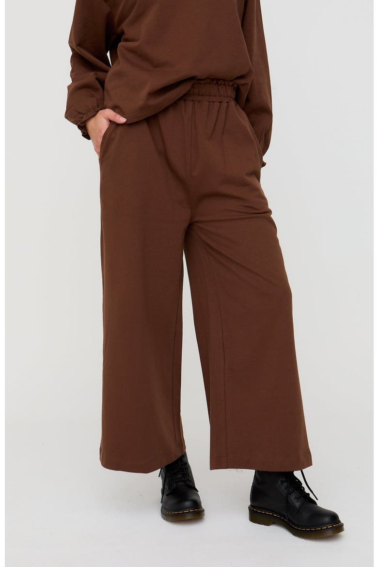 Organic Cotton Noor Wide Leg Trousers, Main, color, Brown