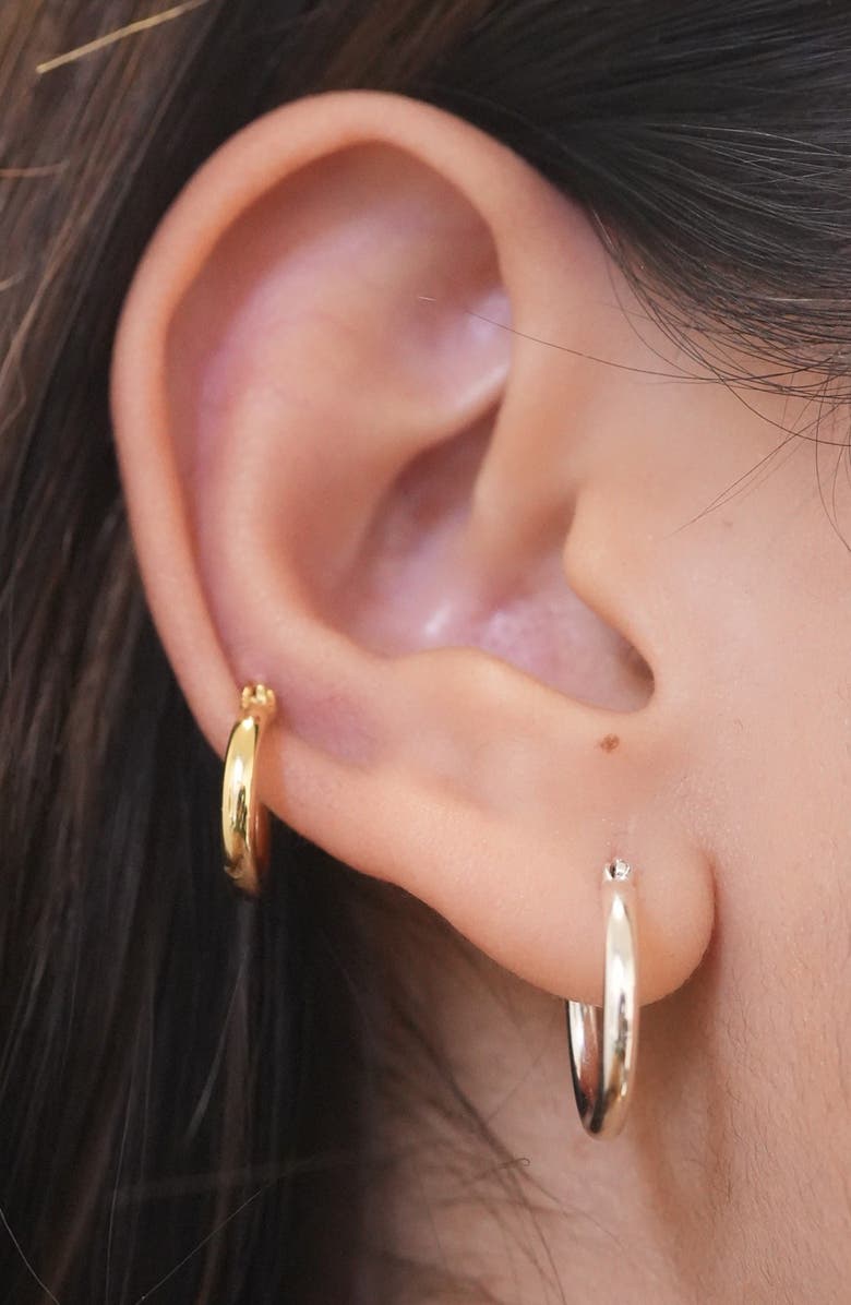 Argento Vivo Sterling Silver 2 Pairs of Hoop Earrings, Alternate, color, Gold/ Silver Assorted