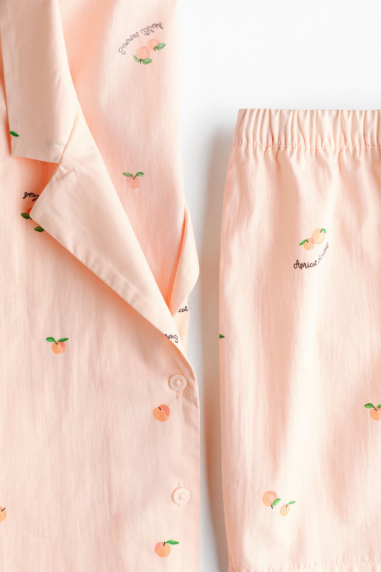 Pyjama Shirt And Shorts, Alternate, color, Light peach pink/apricots
