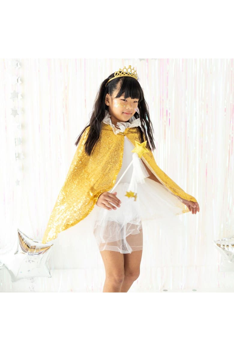 Gold Sequin Cape, Alternate, color, Gold