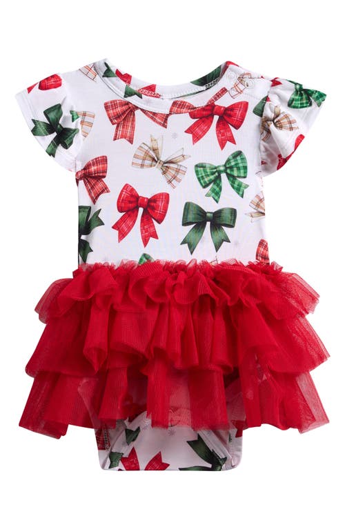 Posh Peanut Ruffle Skirted Bodysuit In White