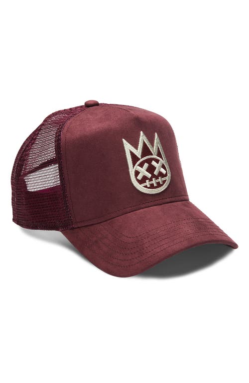 Cult Of Individuality Shimuchan Logo Mesh Back Trucker Hat In Vintage Merlot In Burgundy