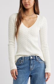 BP. Cable Stitch V-Neck Sweater