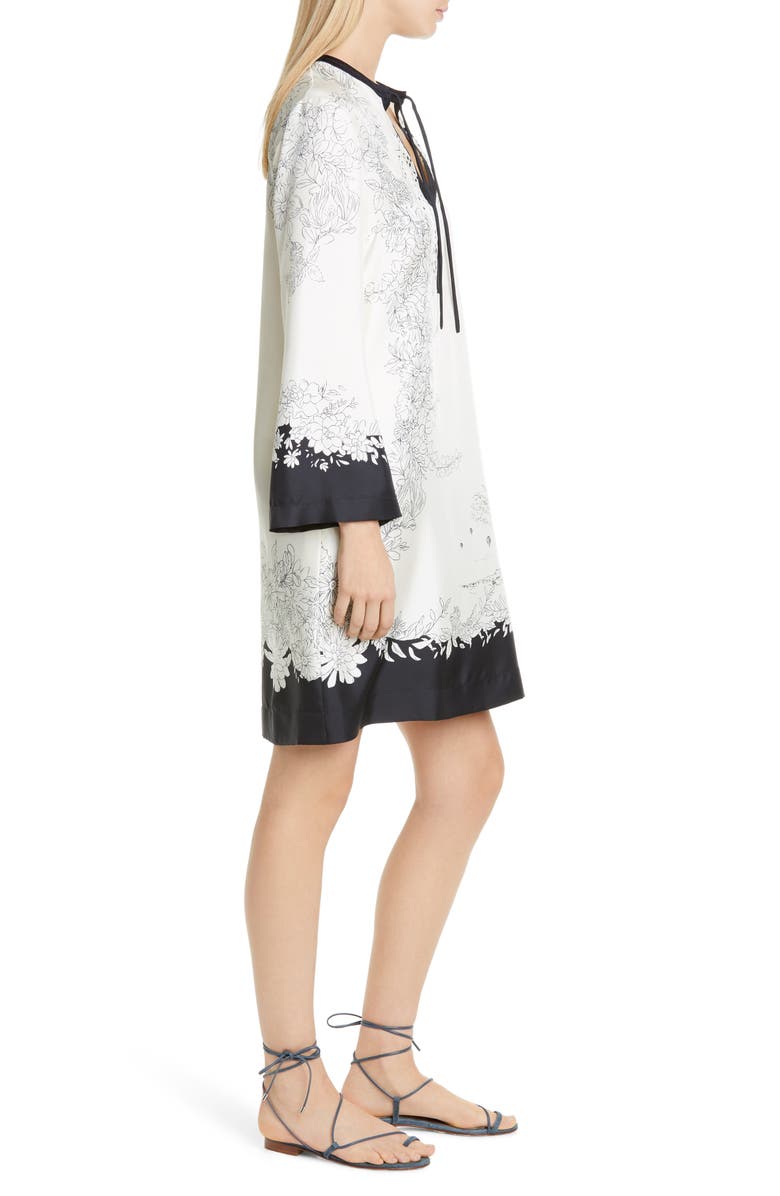 Etro Cheetah & Floral Print Long Sleeve Silk Shift Dress, Alternate, color, 