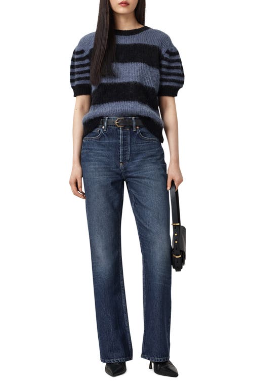 Allsaints Clem Striped Knitted T-shirt In Blue