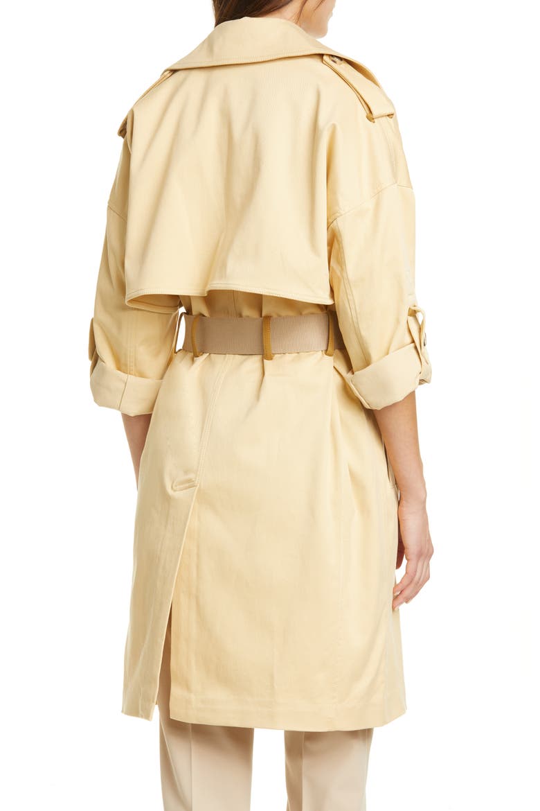 Belted Double Breasted Trench Coat, Alternate, color, CHAMOMILE