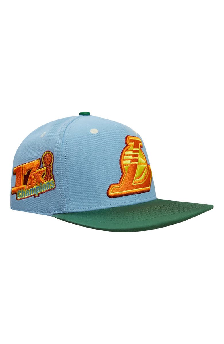 PRO STANDARD Men's Pro Standard Light Blue/Green Los Angeles Lakers Retro Program 2-Tone Snapback Hat, Main, color, Light Blue
