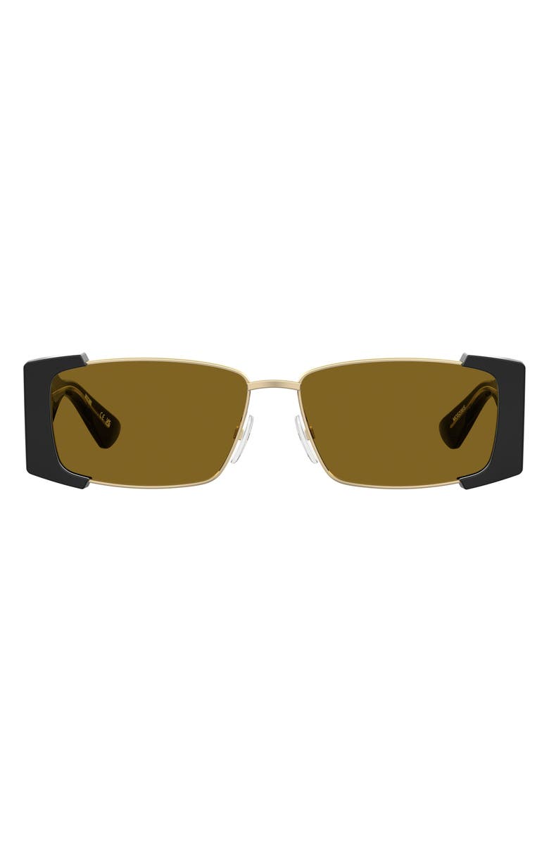 Moschino 57mm Rectangular Sunglasses, Main, color, Black Gold/ Brown