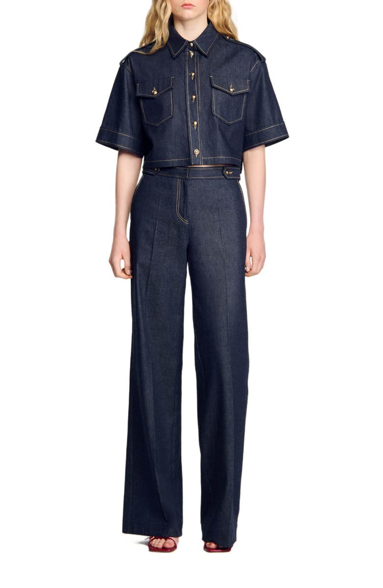 SANDRO Denim shirt, Alternate, color, 