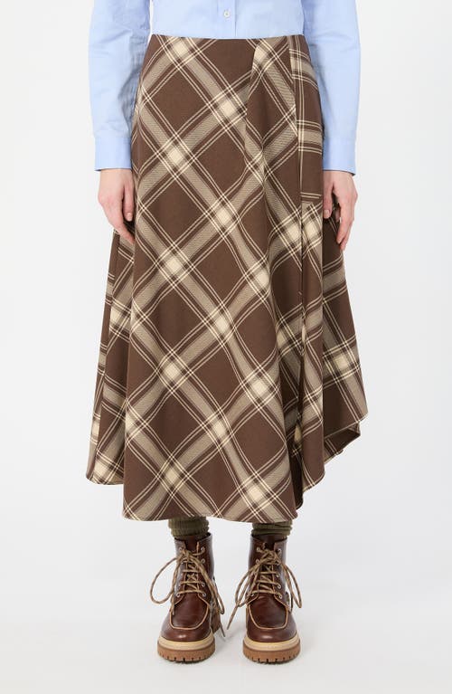 Weekend Max Mara Plaid Wool Blend Midi Skirt In Brown