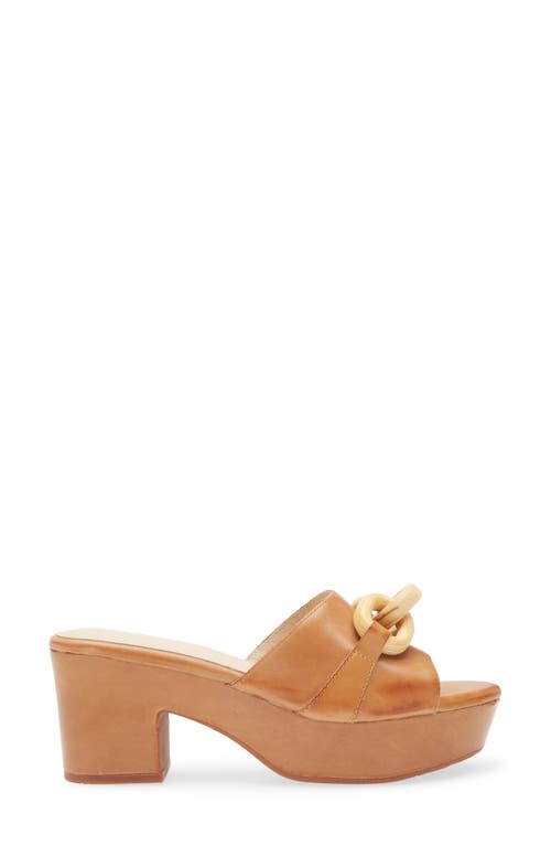 Chocolat Blu Grecia Platform Slide Sandal In Camel Leather
