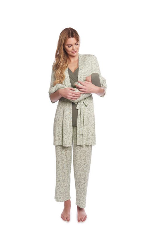 Everly Grey Analise During & After 5-piece Maternity/nursing Sleep Set For Mom & Baby In Gray
