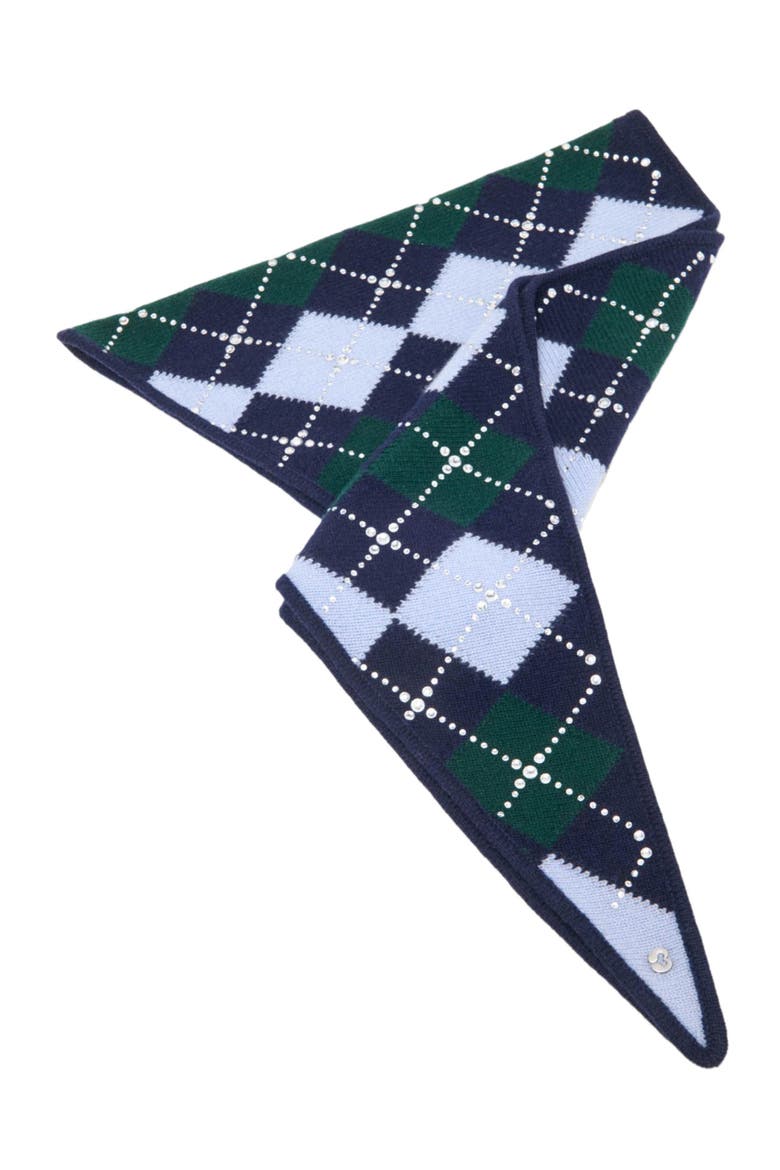 Wool argyle triangle scarf, Alternate, color, Navy