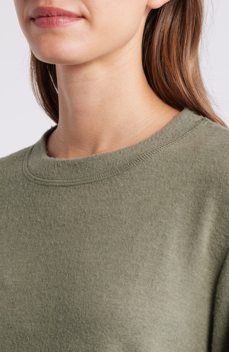 Loveappella Crewneck Brushed Jersey Top, Alternate, color, Olive