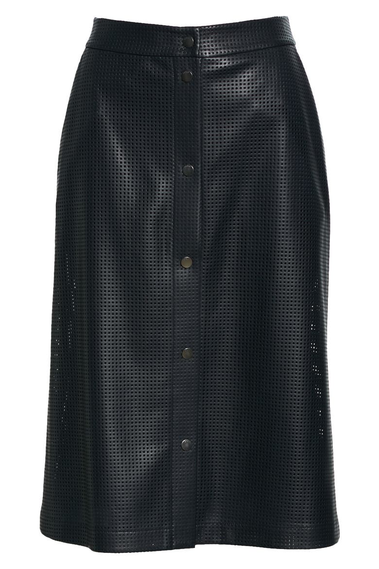 Vefy Perforated Faux Leather Skirt, Alternate, color, MIDNIGHT