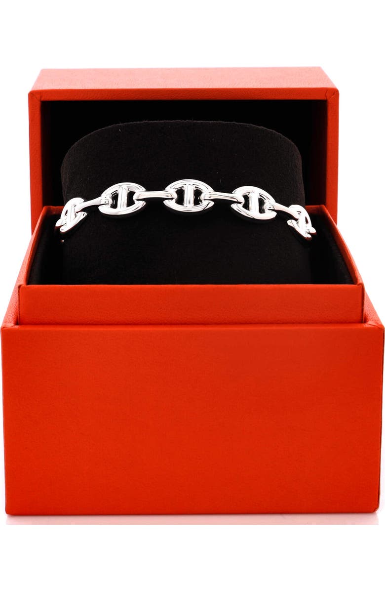 Pre-Owned Hermes Chaine d'Ancre Enchainee Cuff Bracelet Sterling Silver Medium, Alternate, color, Silver