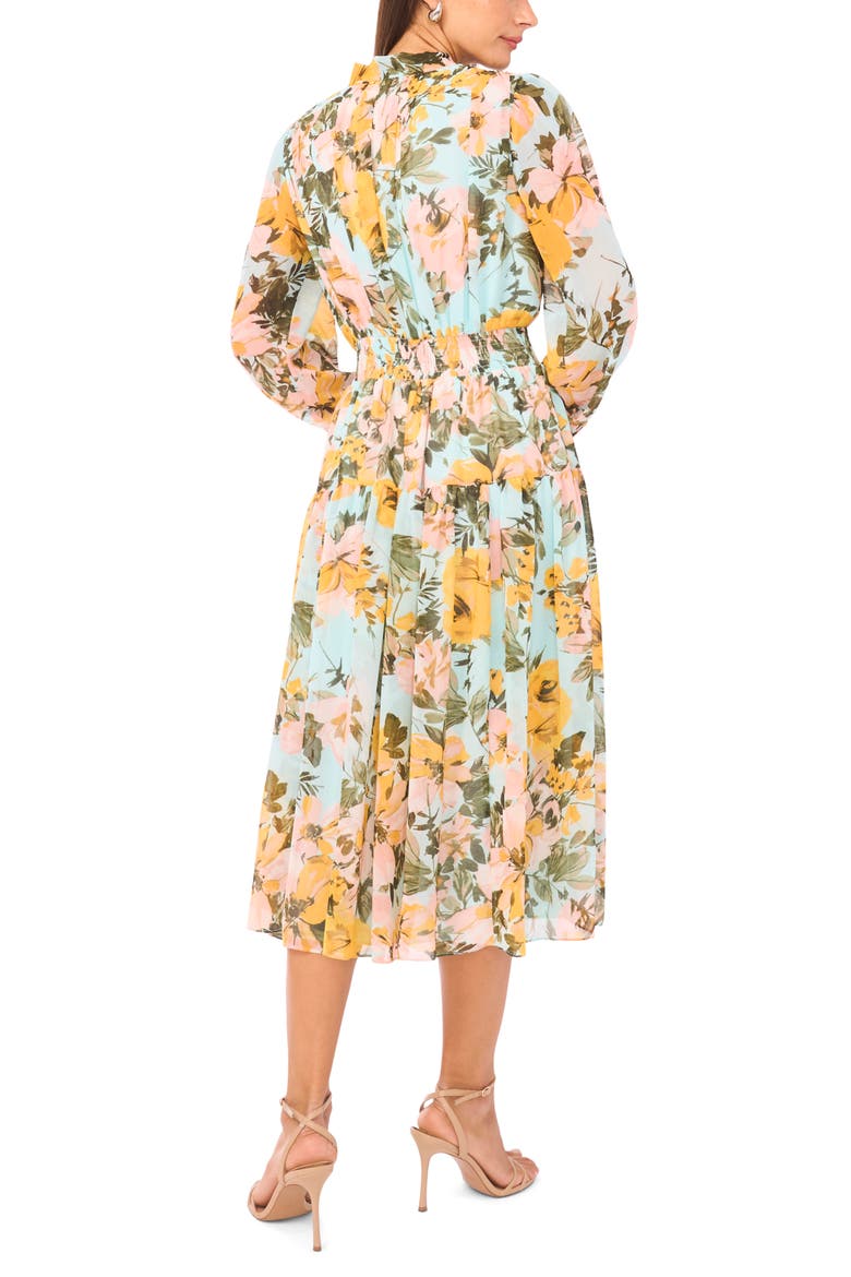 Bow Neck Chiffon Midi Dress, Alternate, color, ICE AQUA