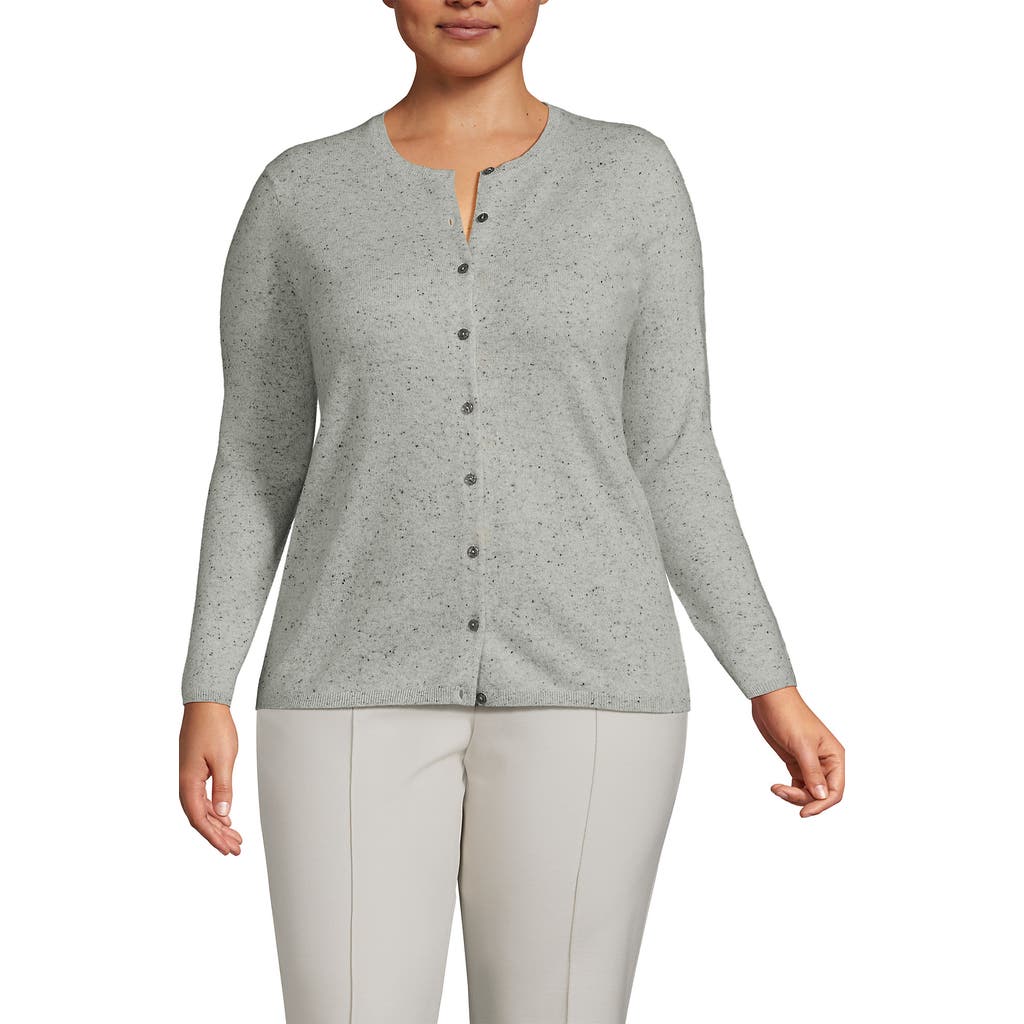 Lands' End Cashmere Cardigan Sweater In Gray