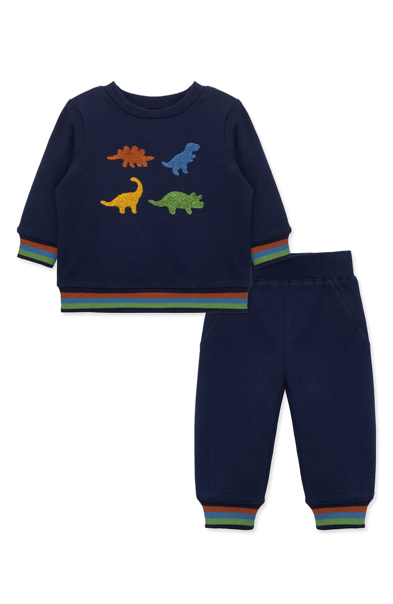 Little Me Dino Sweatshirt & Joggers Set, Main, color, 