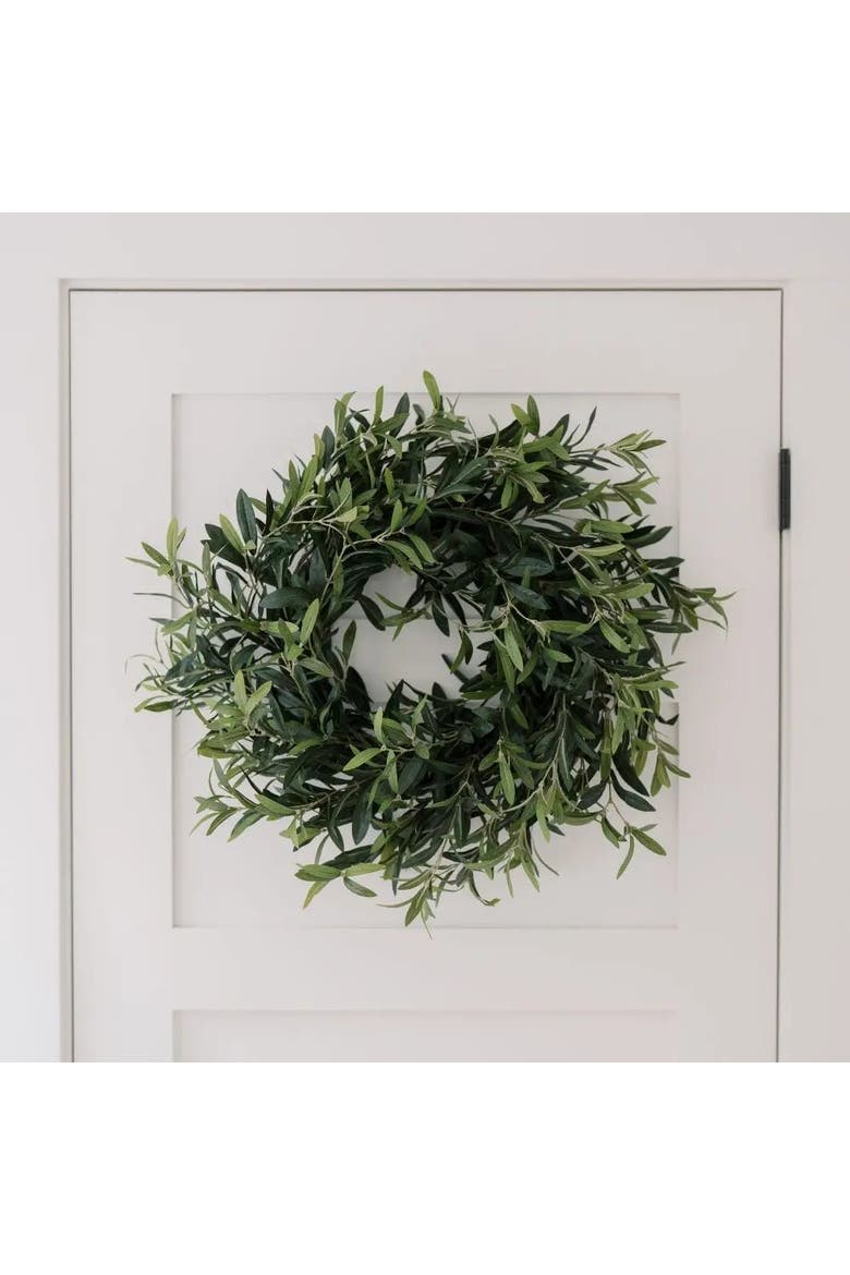 24" Artificial Olive Leaf Wreath, Alternate, color, Green