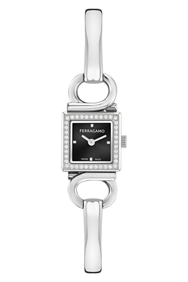 Gancio Diamond Bangle Bracelet Watch, 18mm, Main, color, STAINLESS STEEL