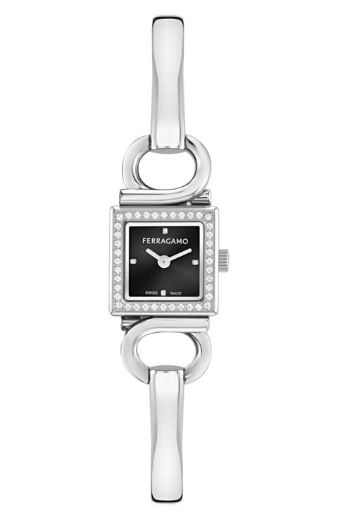 Gancio Diamond Bangle Bracelet Watch, 18mm