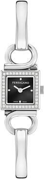 FERRAGAMO Gancio Diamond Bangle Bracelet Watch, 18mm