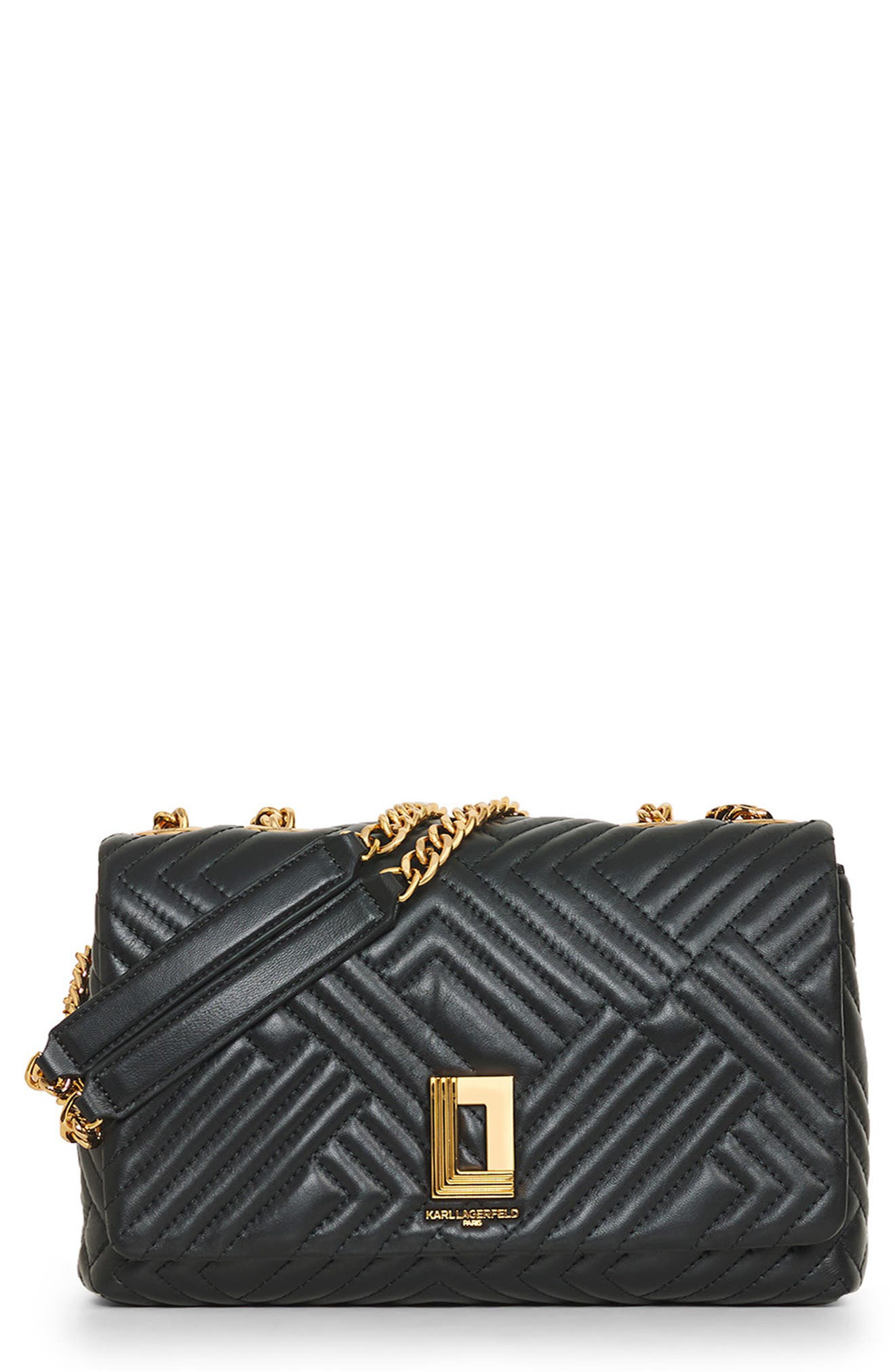 KARL LAGERFELD PARIS Lafayette Geo Quilted Shoulder Bag, Main, color, 