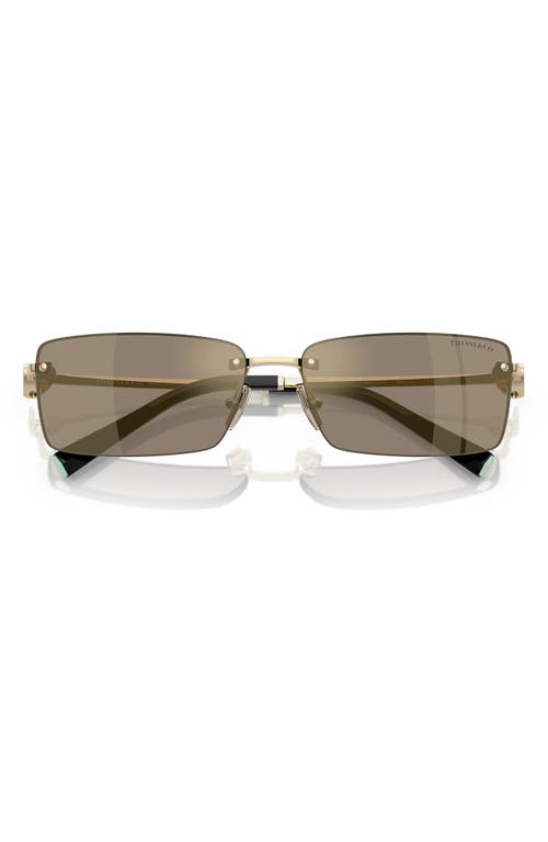 Tiffany & Co . 60mm Rectangular Sunglasses In Pale Gold