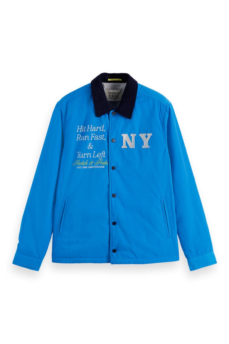 Embroidered Satin Club Jacket, Alternate, color, LEAGUE BLUE