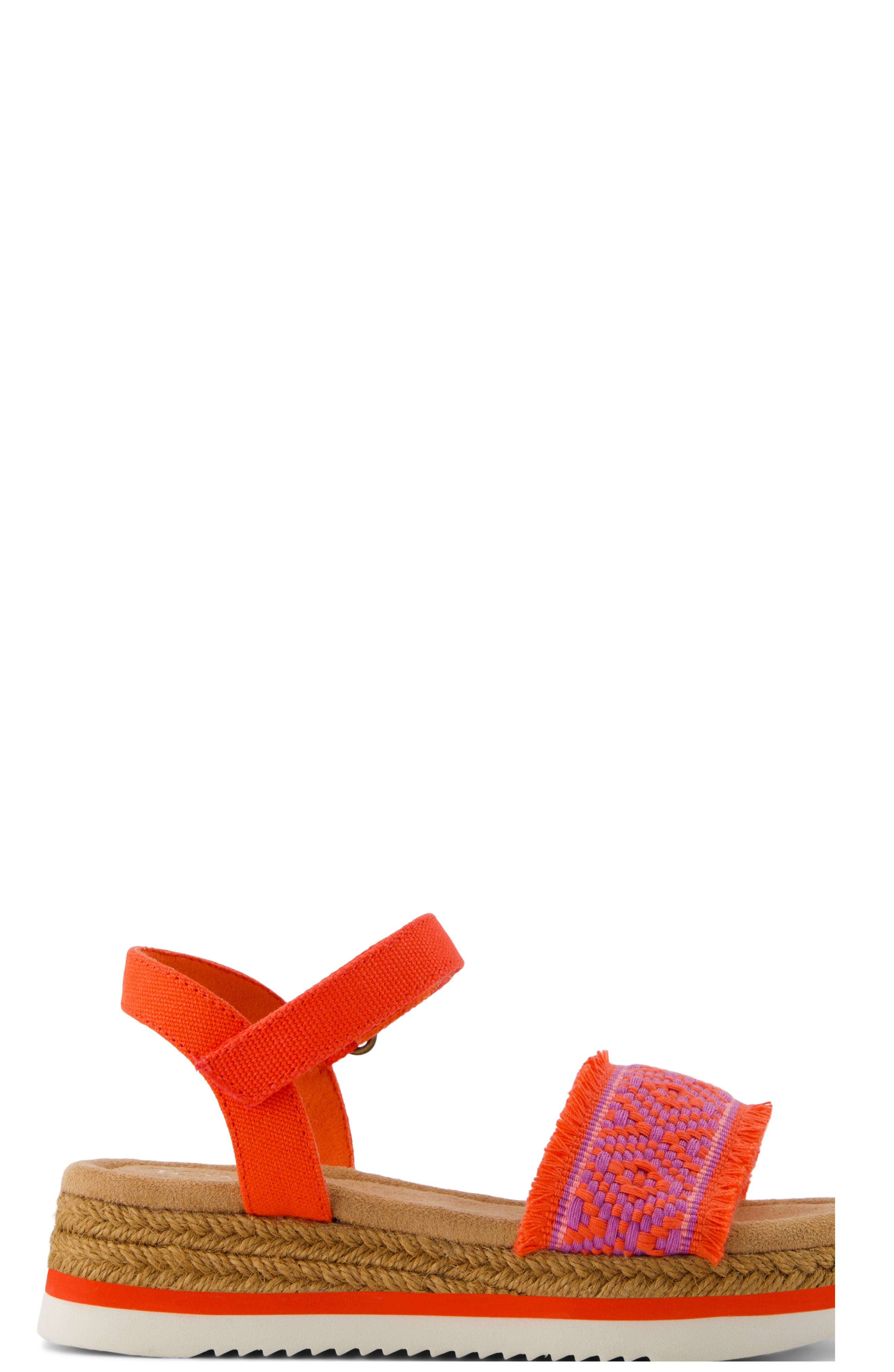 TOMS Kids' Diana Ankle Strap Espadrille Platform Wedge Sandal, Alternate, color, Bright Red