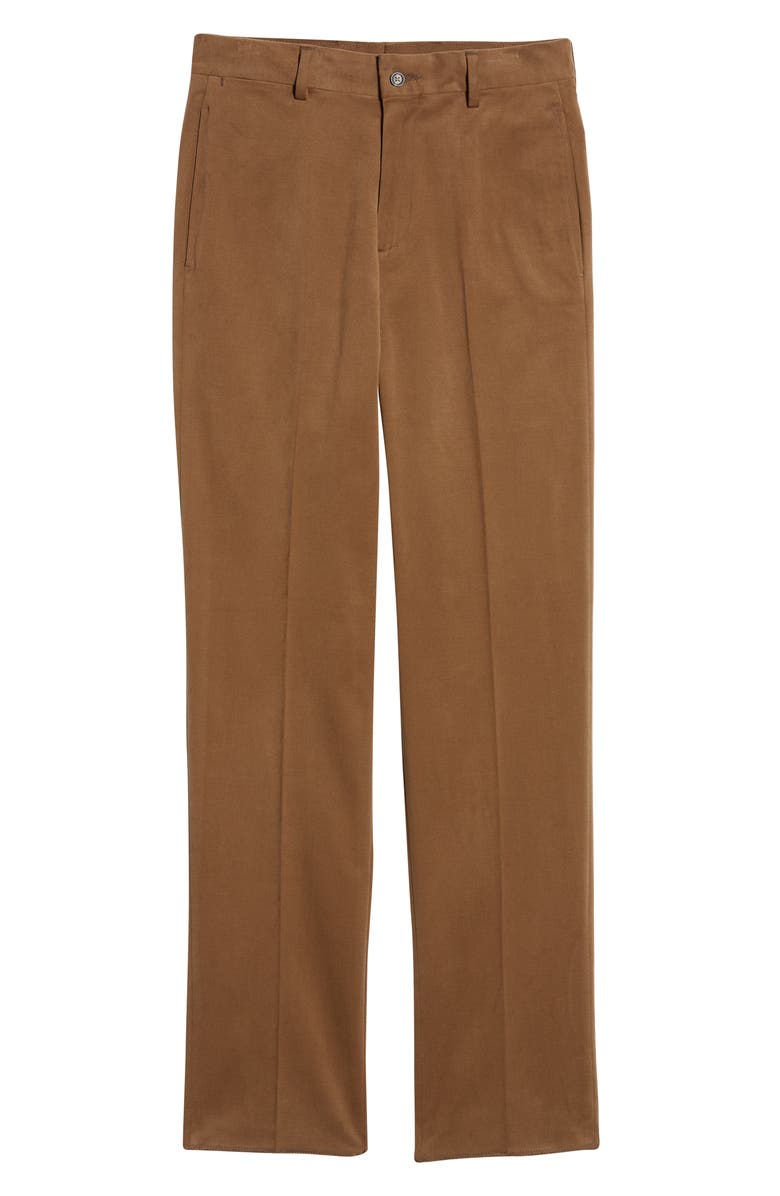 Berle Charleston Khakis Flat Front Brushed Twill Pants, Alternate, color, Tobacco