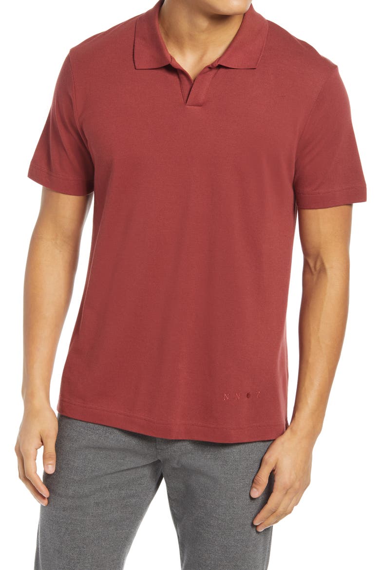 Paul 3463 Piqué Johnny Collar Polo, Main, color, BURNED RED