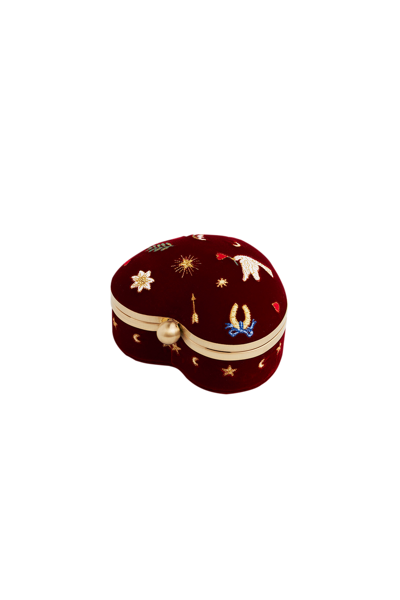 Heart Velvet Embroidered Jewellery Box, Alternate, color, Dark Red
