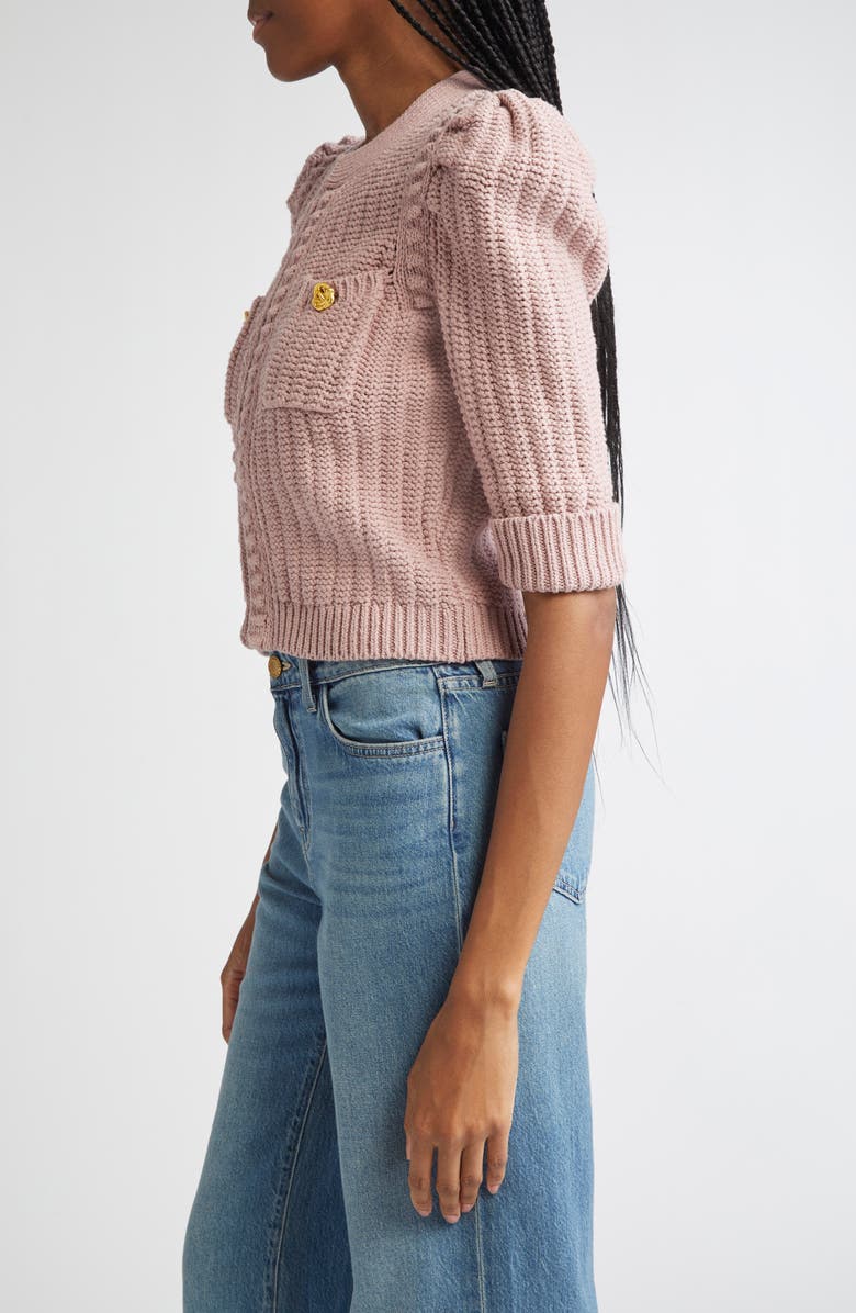L'AGENCE Delilah Puff Sleeve Crop Cardigan, Alternate, color, 