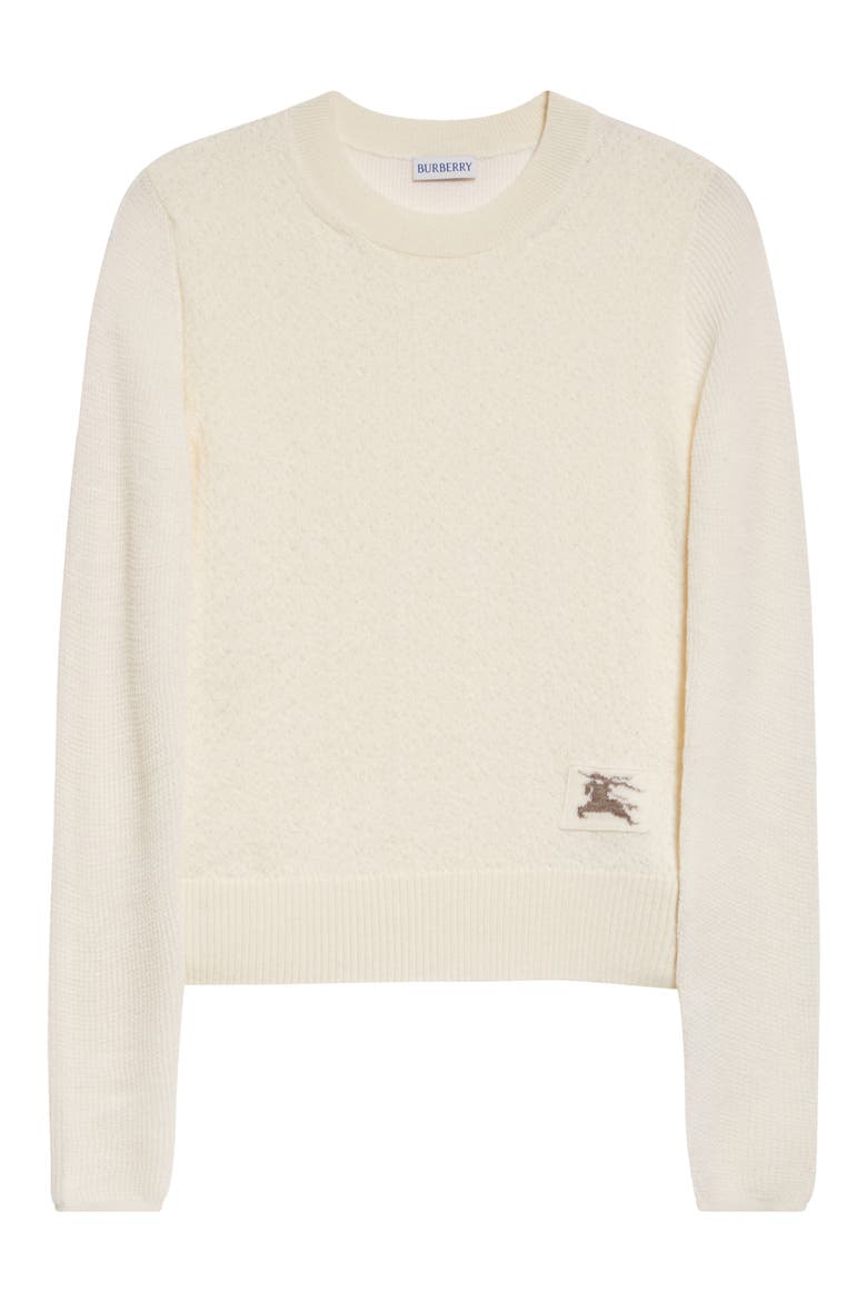 Constance Equestrian Knight Design Patch Crewneck Sweater, Alternate, color, ALPINE