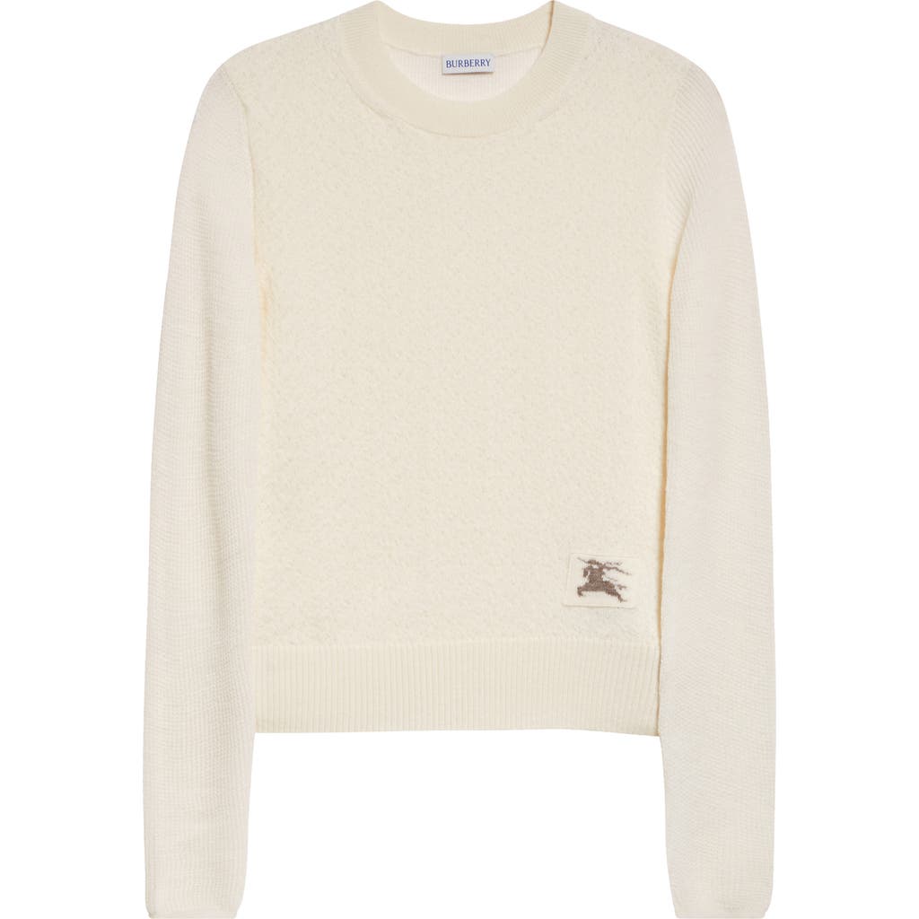 Burberry Constance Equestrian Knight Design Patch Crewneck Sweater In Neutral