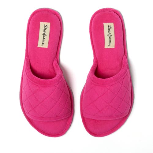 DEARFOAMS DEARFOAMS BEATRICE QUILTED MICROFIBER TERRY SHOWER SLIDE SLIPPER