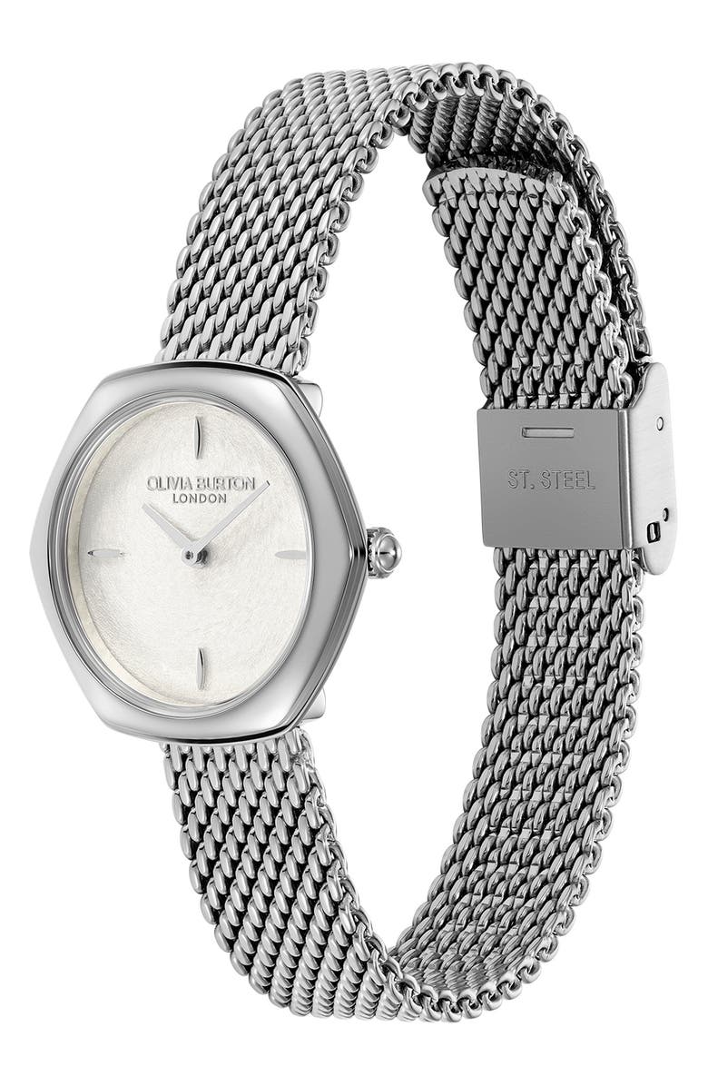 Olivia Burton Charing Mesh Strap Watch, 28.5mm, Alternate, color, Silver