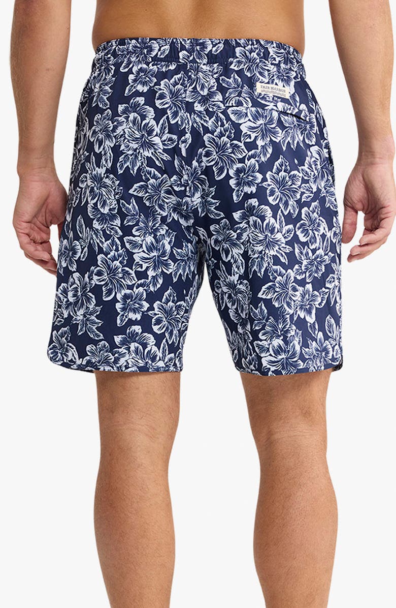 Fair Harbor The Anchor Swim Trunks, Alternate, color, Navy Botanical