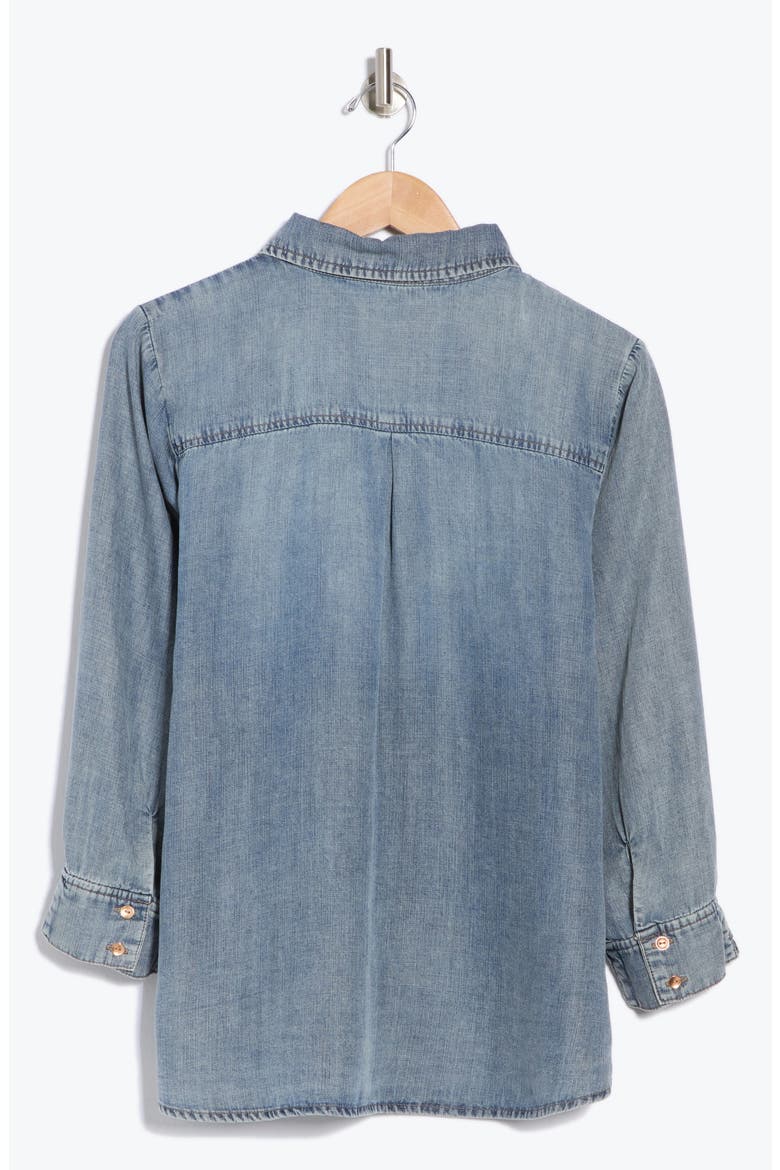 Beaded Front Chambray Button-Up Shirt, Alternate, color, LIGHT BLUE