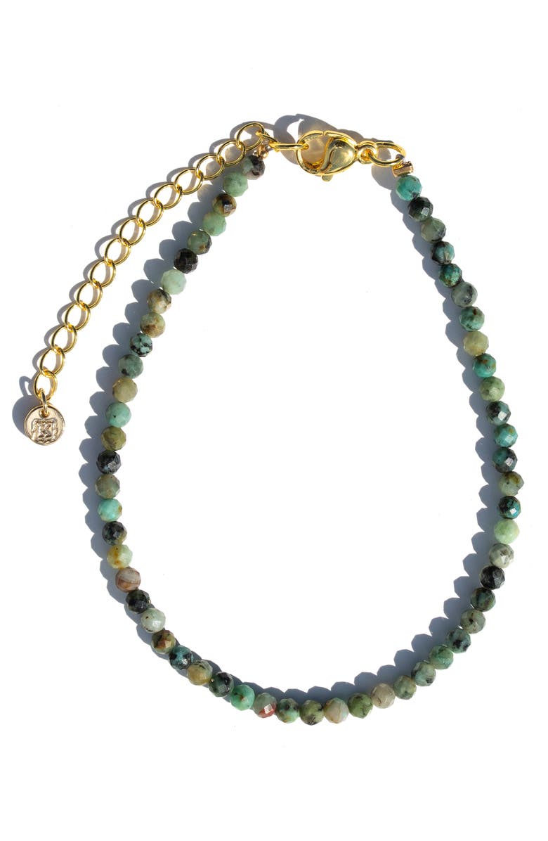 Kiara by Ki-Ele Farrah Petite African Turquoise Beaded Bracelet, Main, color, Gold/Green