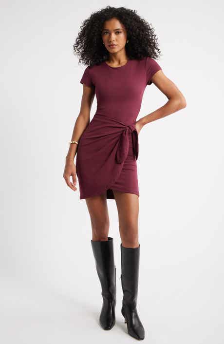 Open Edit Short Sleeve Tie Minidress